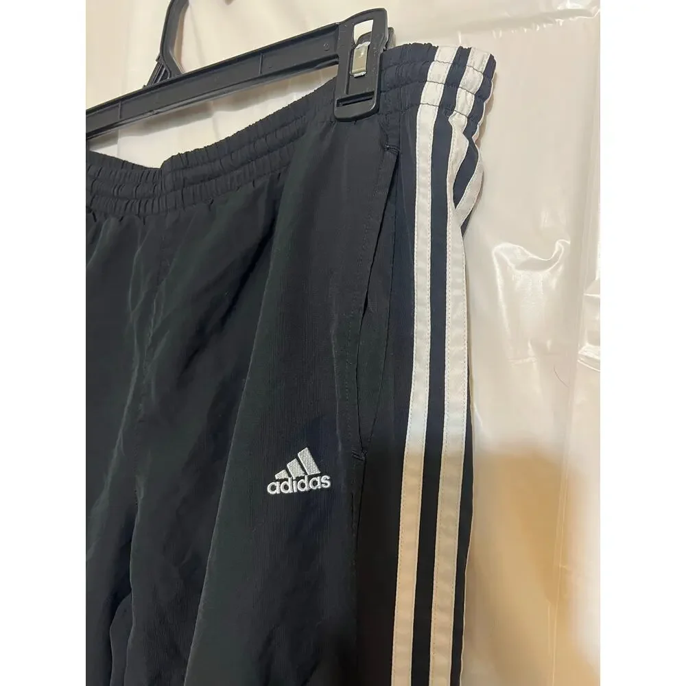 Adidas Vintage Track Pants XL Black 3 Stripe‎ Athletic Training System Joggers